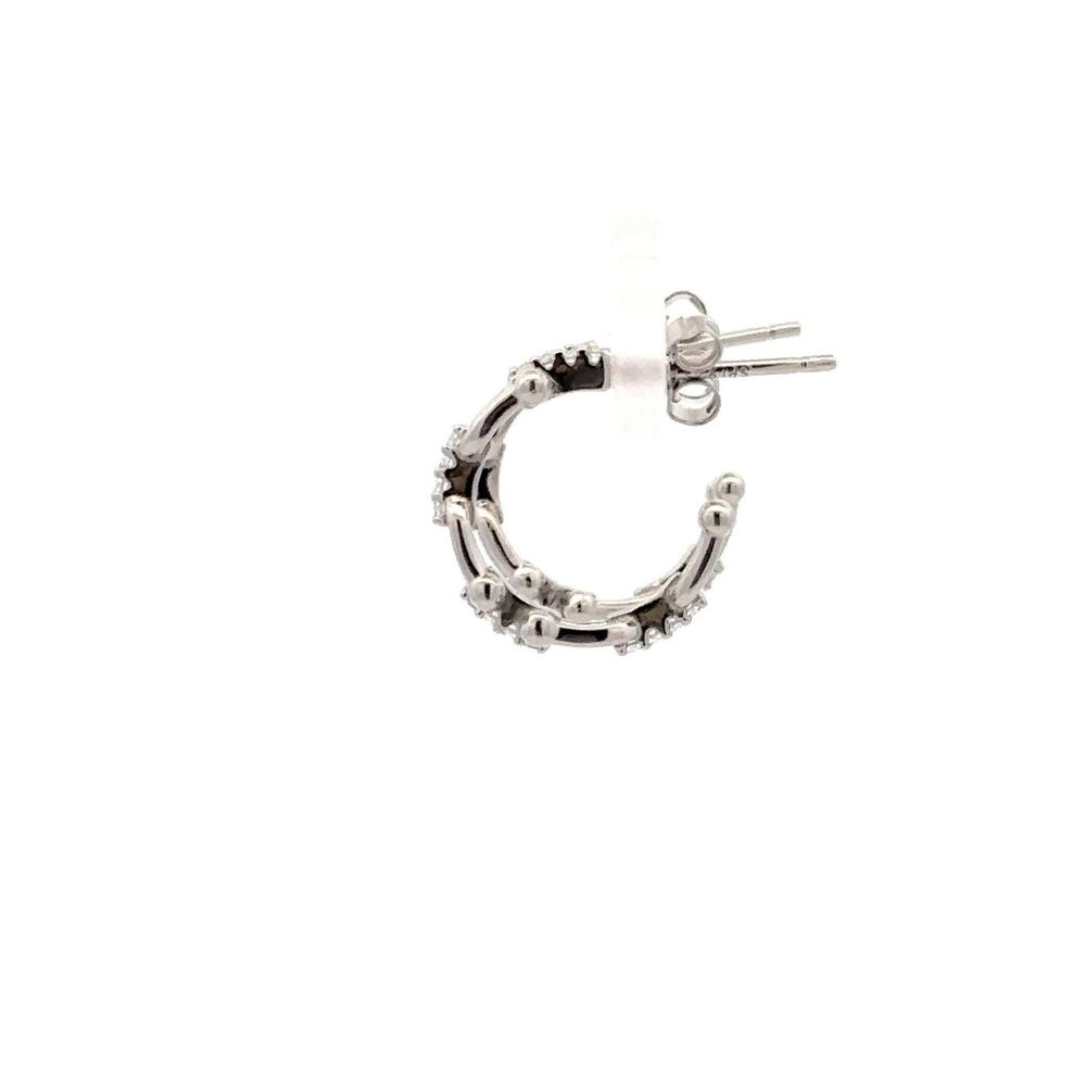 925 Sterling Silver Earrings Semi Hoops - Picture 6 of 8